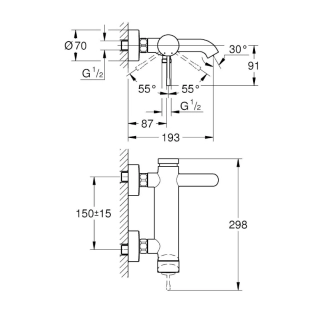 Grohe Essence 33624001 Μπαταρία Ντους - Κορμός, Χρωμέ 2