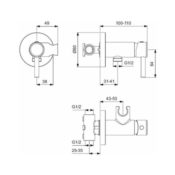 Ideal Standard Multisuite Μίκτης Με Παροχή Και Στήριγμα A5809AA , Χρωμέ