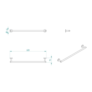 Πετσετοθήκη Verdi Omicron Μονή Μαύρο Ματ - 3020105 2