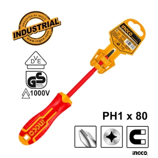 Ingco Κατσαβίδι Ηλεκτρολόγου VDE Σταυρού PH1x80mm 2