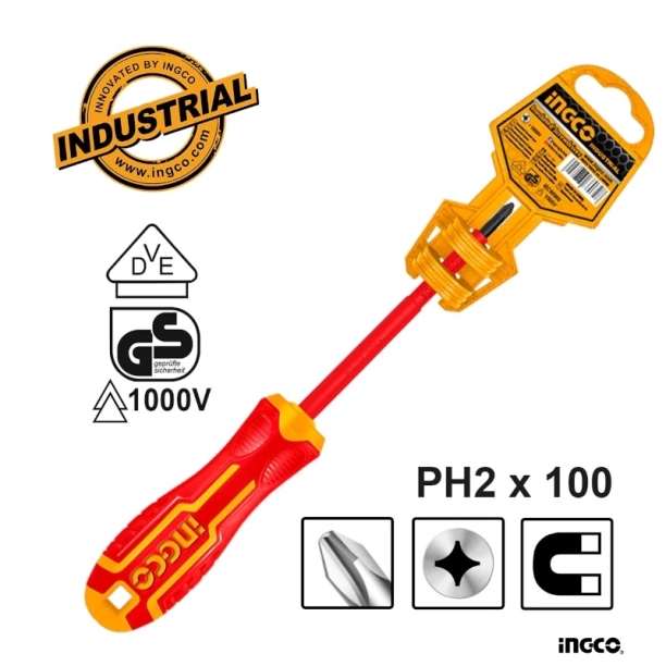Ingco Κατσαβίδι Ηλεκτρολόγου VDE Σταυρού PH2x100mm