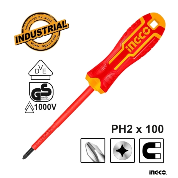 Ingco Κατσαβίδι Ηλεκτρολόγου VDE Σταυρού PH2x100mm