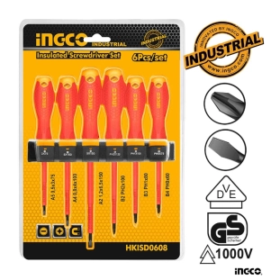 Ingco Κατσαβίδια Ηλεκτρολόγου VDE Σετ 6 τεμ.