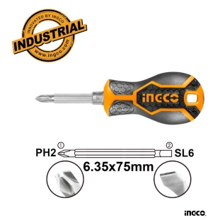 Ingco Κατσαβίδι Νάνος Διπλό PH2+SLX 6.35x75mm