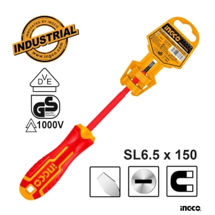 Ingco Κατσαβίδι Ηλεκτρολόγου VDE Ίσιο SL6.5x150mm 2