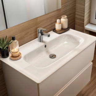 Ideal Standard Eurovit+/iLife 80 Σετ Έπιπλο Μπάνιου με Νιπτήρα, White Glossy