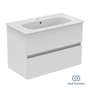 Ideal Standard Eurovit+/iLife 80 Σετ Έπιπλο Μπάνιου με Νιπτήρα, White Glossy