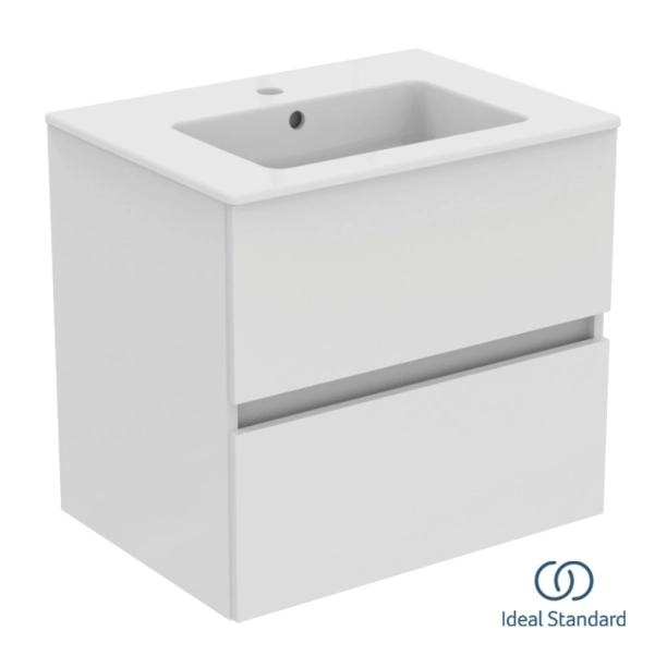 Ideal Standard Eurovit+/Tempo 60 Σετ Έπιπλο Μπάνιου με Νιπτήρα, White Gloss
