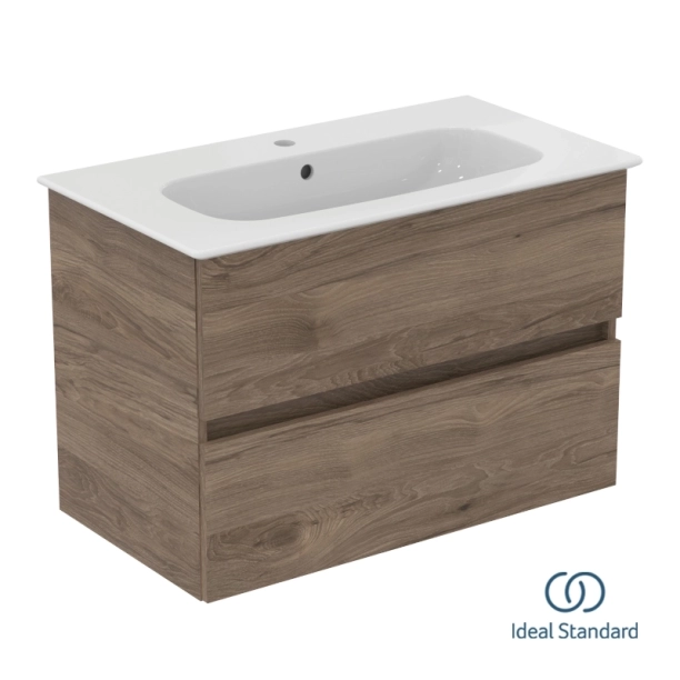 Ideal Standard Eurovit+/iLife 80 Σετ Έπιπλο Μπάνιου με Νιπτήρα, Flint Hickory