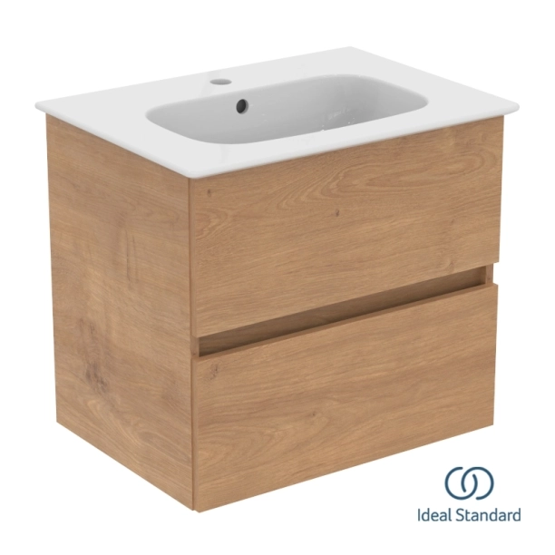 Ideal Standard Eurovit+/iLife 60 Σετ Έπιπλο Μπάνιου με Νιπτήρα, Natural Oak