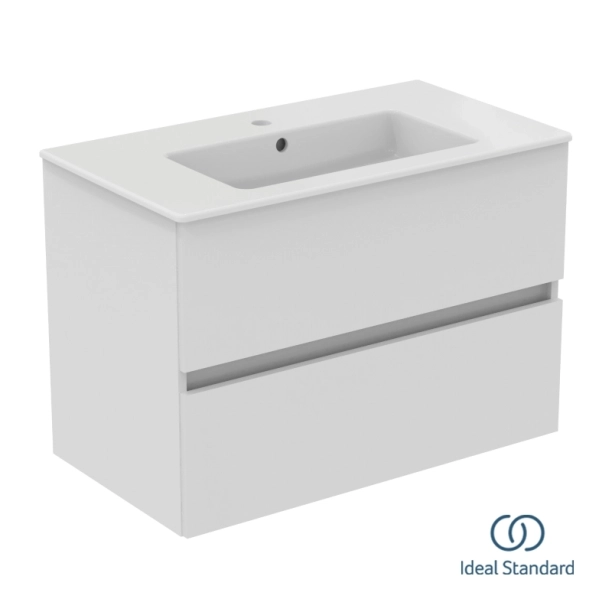 Ideal Standard Eurovit+/Tempo 80 Σετ Έπιπλο Μπάνιου με Νιπτήρα, White Gloss