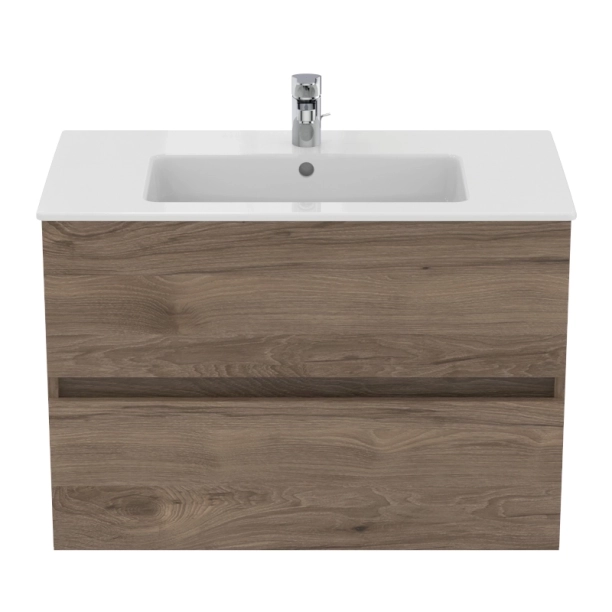 Ideal Standard Eurovit+/Tempo 80 Σετ Έπιπλο Μπάνιου με Νιπτήρα, Flint Hickory