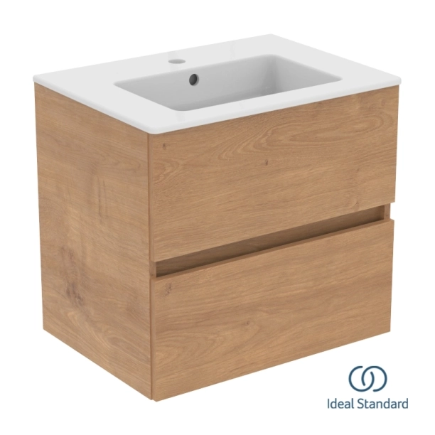 Ideal Standard Eurovit+/Tempo 60 Σετ Έπιπλο Μπάνιου με Νιπτήρα, Natural Oak