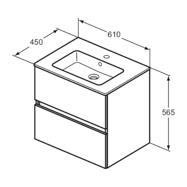 Ideal Standard Eurovit+/Tempo 60 Σετ Έπιπλο Μπάνιου με Νιπτήρα, Flint Hickory