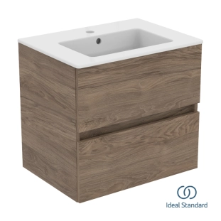 Ideal Standard Eurovit+/Tempo 60 Σετ Έπιπλο Μπάνιου με Νιπτήρα, Flint Hickory