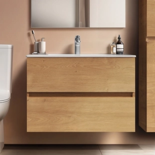 Ideal Standard Eurovit+/iLife 80 Σετ Έπιπλο Μπάνιου με Νιπτήρα, Natural Oak