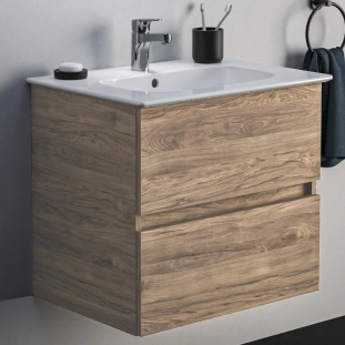Ideal Standard Eurovit+/iLife 60 Σετ Έπιπλο Μπάνιου με Νιπτήρα, Flint Hickory