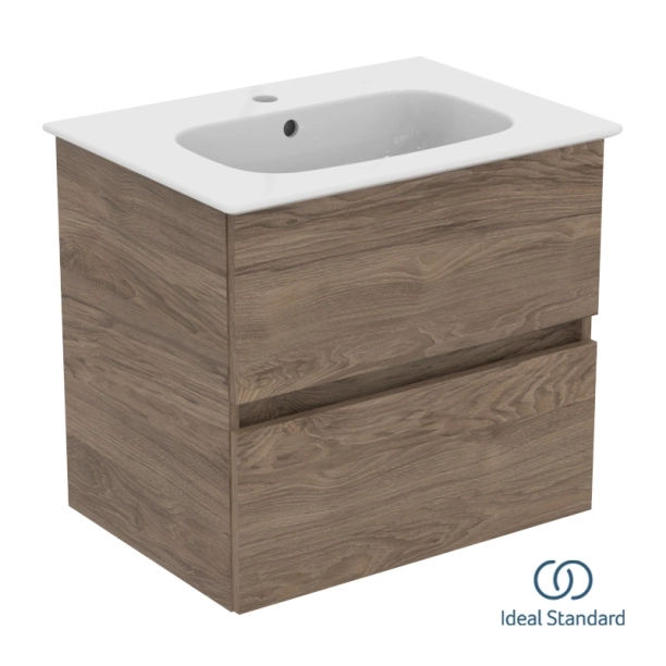 Ideal Standard Eurovit+/iLife 60 Σετ Έπιπλο Μπάνιου με Νιπτήρα, Flint Hickory