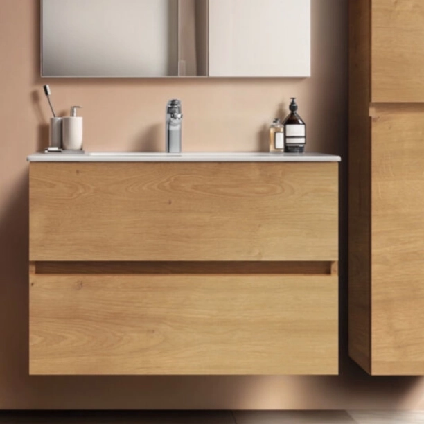 Ideal Standard Eurovit+/Tempo 80 Σετ Έπιπλο Μπάνιου με Νιπτήρα, Natural Oak