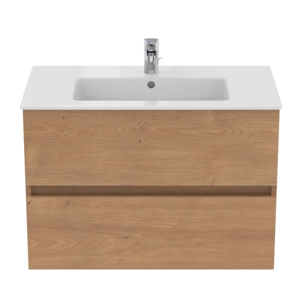 Ideal Standard Eurovit+/Tempo 80 Σετ Έπιπλο Μπάνιου με Νιπτήρα, Natural Oak