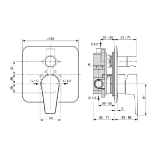 Ideal Standard Cerafine D A7189AA Πλήρες Σύστημα Εντοιχιζόμενης Μπαταρίας λουτρού, χρωμέ 2