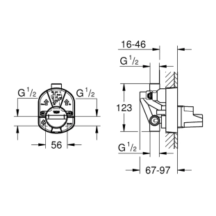Grohe 33963000 Εσωτερικός Μηχανισμός Εντοιχιζόμενης Μπαταρίας Λουτρού 2