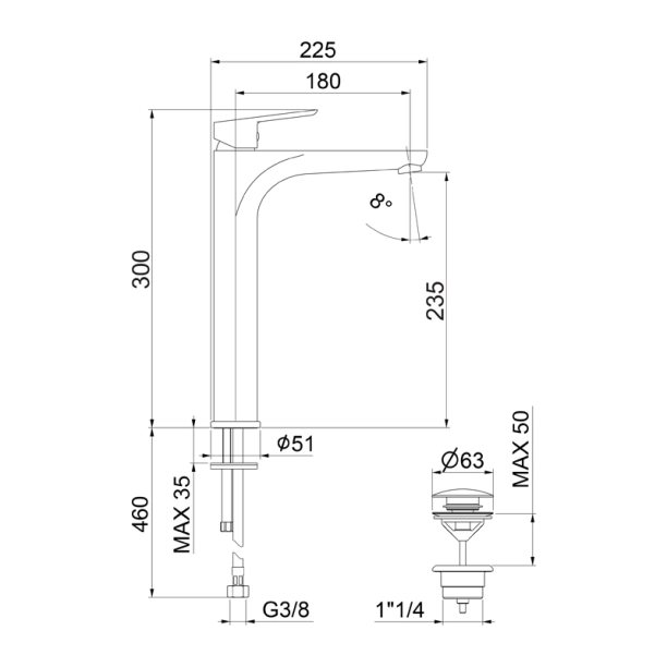 Fiore Kevon 81CR8119 Μπαταρία Νιπτήρος, χρωμέ