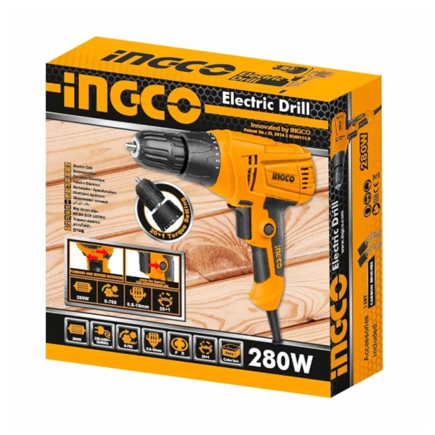 Ingco Ηλεκτρικό Δραπανοκατσάβιδο 280W ED2808