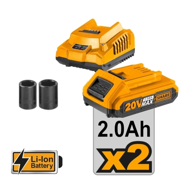 Ingco Εργαλεία Μπαταρίας 20V Li-Ion Σετ 2 τεμ. CKLI2017