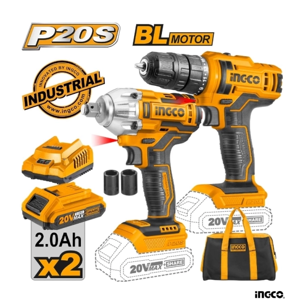 Ingco Εργαλεία Μπαταρίας 20V Li-Ion Σετ 2 τεμ. CKLI2017