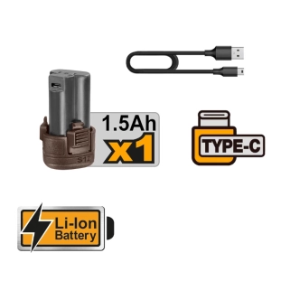 Ingco Εργαλεία Χειρός + Δραπανοκατσάβιδο Μπαταρίας 12V Σετ 89 τεμ. HKTHP10891