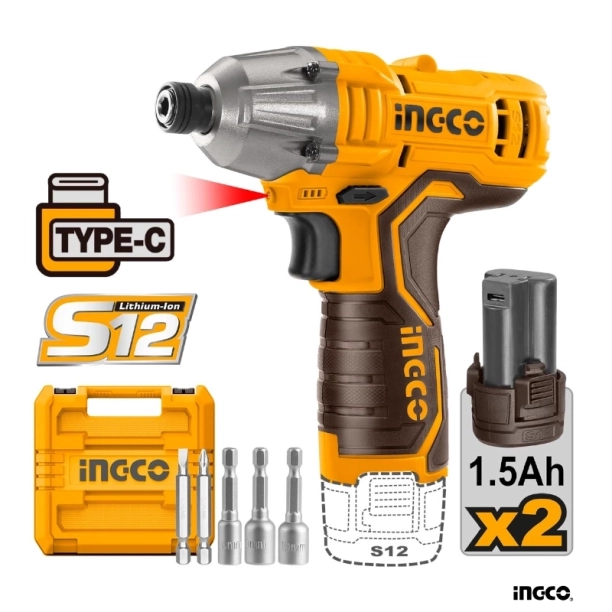 Ingco Παλμικό Κατσαβίδι Μπαταρίας 12V Li-Ion USB Type-C CIRLI12015