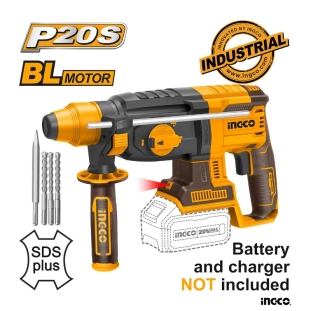 Ingco Πιστολέτο Περιστροφικό Κρουστικό Σκαπτικό Μπαταρίας 20V Li-Ion SOLO 2.5J CRHLI20228