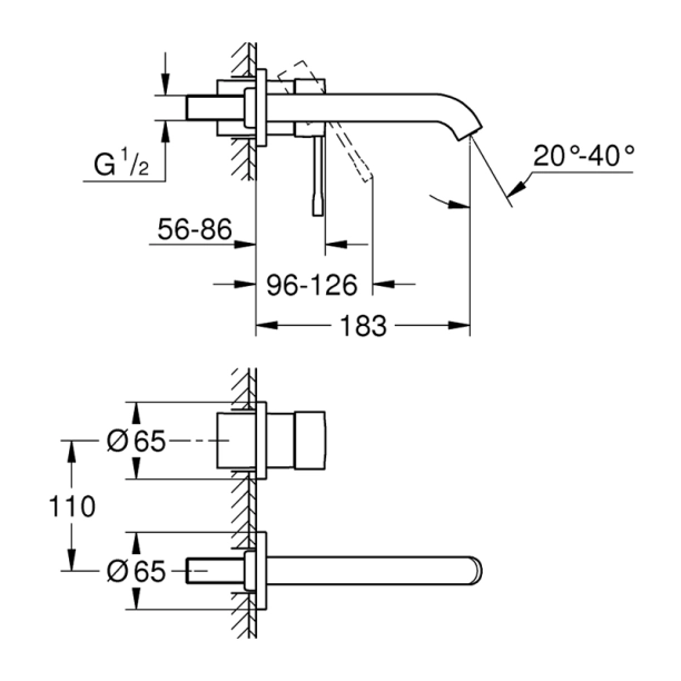 Grohe Essence 19408DC1 Εξωτερικά Μέρη Εντοιχιζόμενης Μπαταρίας Νιπτήρος, Supersteel