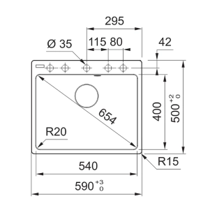 Franke Centro 2.0 610/210-54 Γρανιτένιος Νεροχύτης Ένθετος 59x50 cm, Slate Grey 2