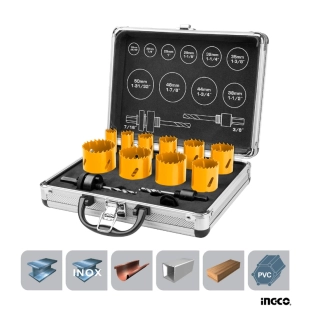Ποτηροτρύπανα Bi-Metal Σετ 12 τεμ 20-50mm Ingco AKH0121