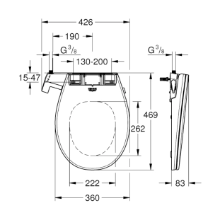 Κάθισμα λεκάνης Bauceramic με σύστημα πλύσης νερού 2