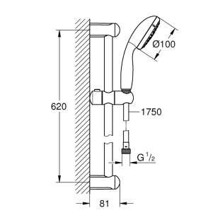 Grohe Tempesta 100 27644001 Βέργα Ντους 60 cm με αξεσουάρ, χρωμέ 2