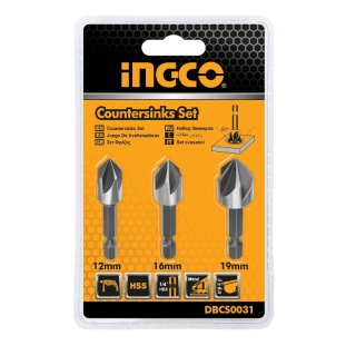 ingco Φρέζες Μετάλλου 1/4 HEX 12-16-19mm Σετ 3 τεμ DBCS0031 2