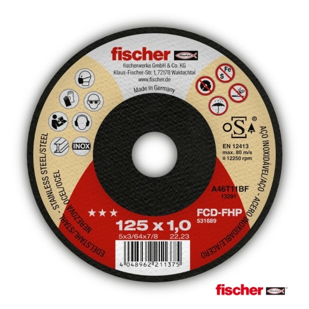 Fischer FCD-FHP 125x1.0x22.23 Δίσκος Κοπής Inox