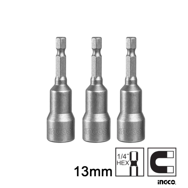 Ingco Μυτοκάρυδα HEX1/4 Μαγνητικά 13mm 3 τεμ....
