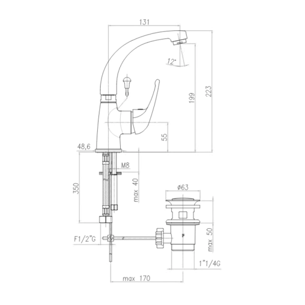Fiore Altura Mia 29CR4633 Μπαταρία Νιπτήρος, χρωμέ