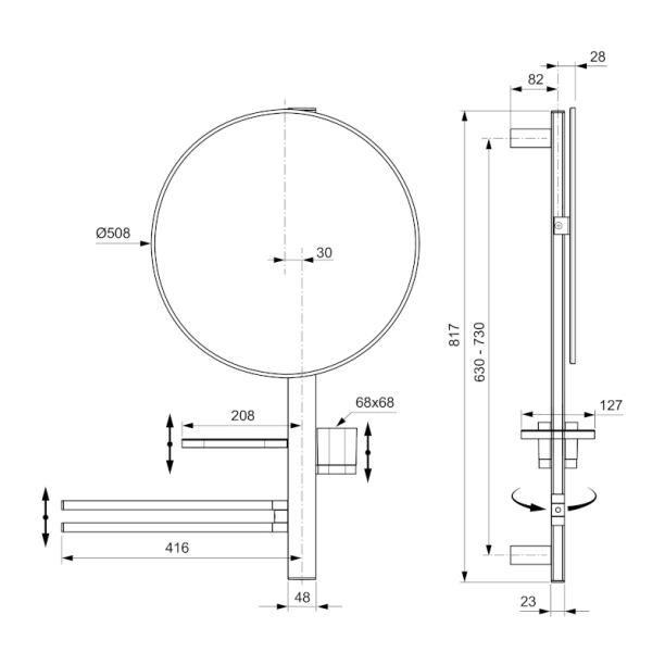 ALU+ ΜΠΑΡΑ LARGE ΕΠΙΤΟΙΧΙΑ ΜΕ ΚΑΘΡΕΠΤΗ ΚΑΙ ΑΞΕΣΟΥΑΡ ΑΛΟΥΜΙΝΙΟΥ ΜΑΥΡΟ ΜΑΤ