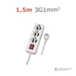 Τρίπριζο Ευθύ με Διακόπτη Καλώδιο 1,5m 3G1mm2