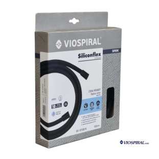 Viospiral Siliconflex 00-10100K Σπιράλ Ντους 150 cm Σιλικόνης, Μαύρο Ματ