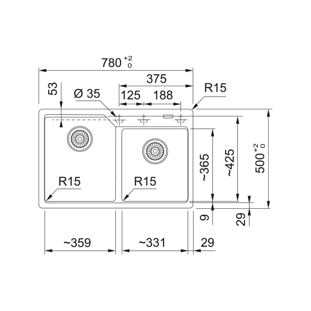 Νεροχύτης γρανιτένιος Urban UBG 78x50cm Beige Oatmeal 2 γούρνες