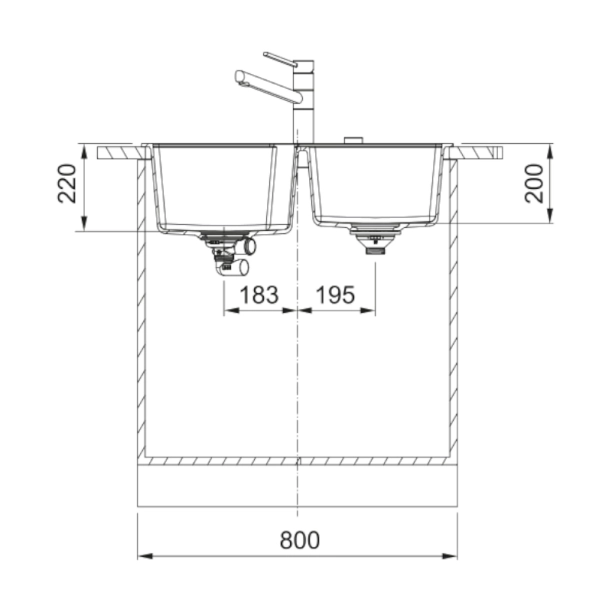 Νεροχύτης γρανιτένιος Urban UBG 78x50cm Beige Oatmeal 2 γούρνες