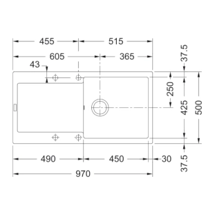 Νεροχύτης γρανιτένιος Maris MRG 611-L αντιστρεφόμενος 97x50 Black Mat 2