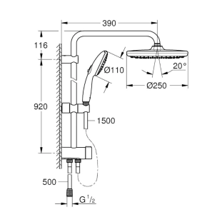 Grohe Tempesta Cosmopolitan 250 26675001 Στήλη Ντους, Χρωμέ 2