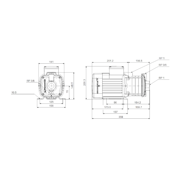 Grundfos Πολυβάθμια Αντλία Επιφάνειας CM 1-6...